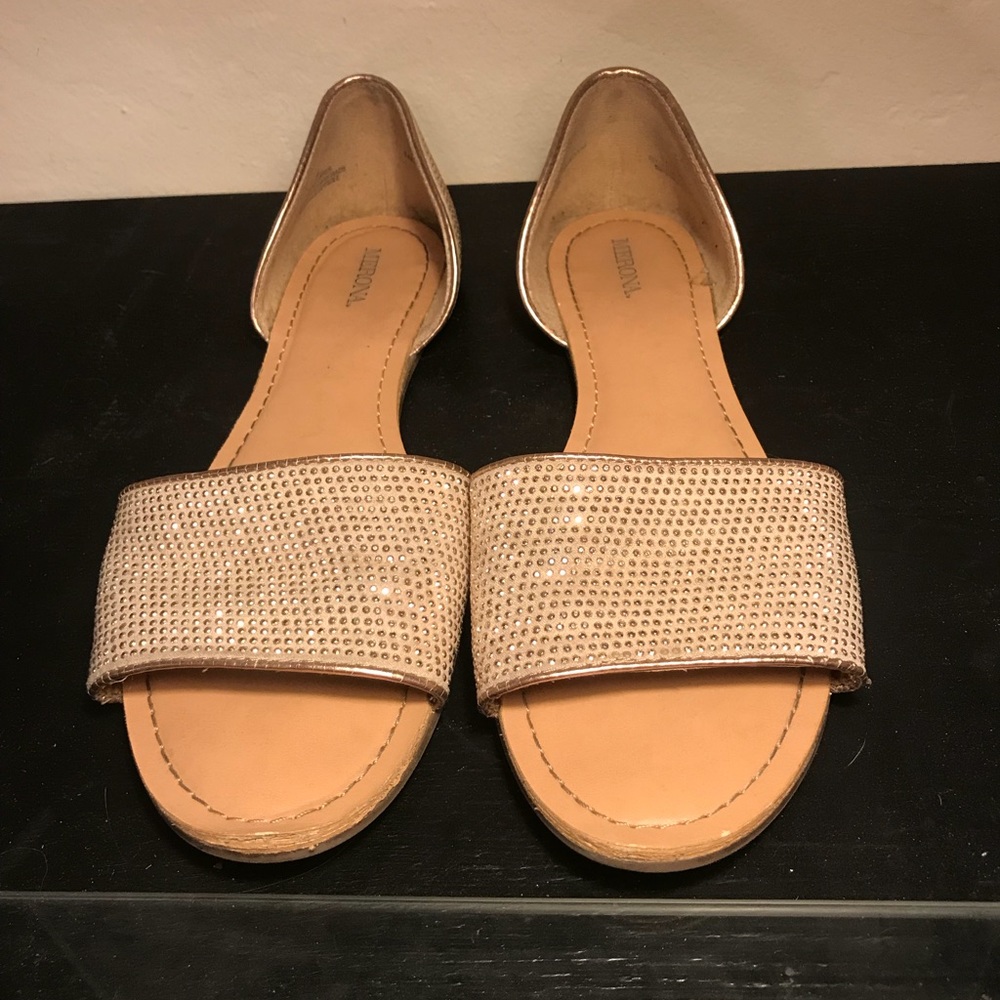 Cute sparkly Merona sandal flats rose gold